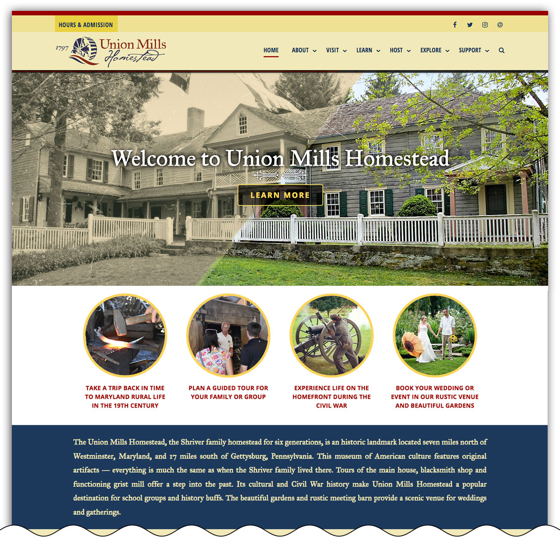 Union Mills Homestead home page